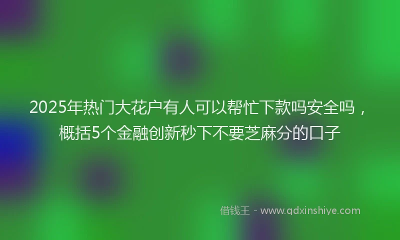 2025年热门大花户有人可以帮忙下款吗安全吗，概括5个金融创新秒下不要芝麻分的口子