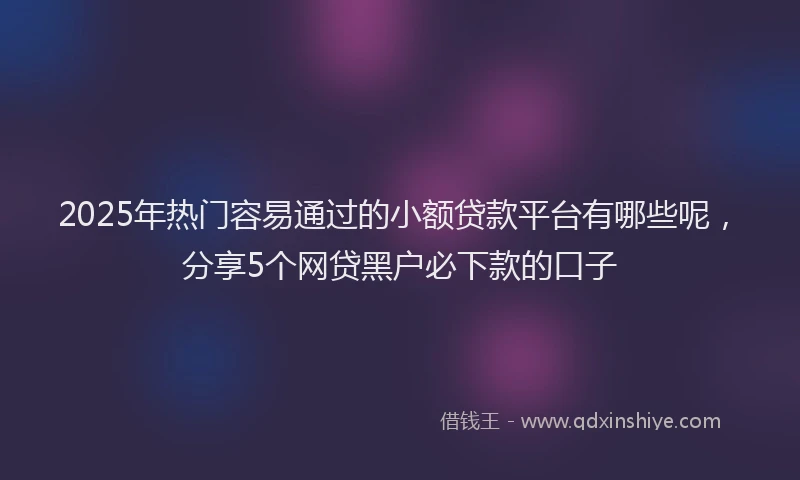 2025年热门容易通过的小额贷款平台有哪些呢，分享5个网贷黑户必下款的口子