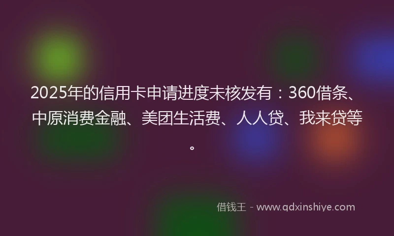 2025年的信用卡申请进度未核发有：360借条、中原消费金融、美团生活费、人人贷、我来贷等。