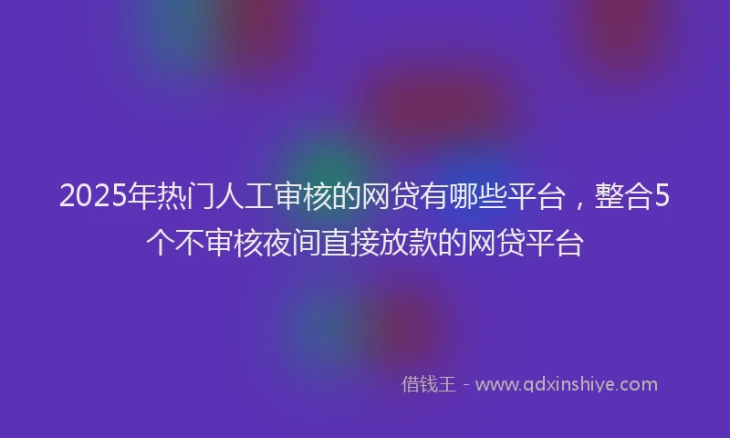2025年热门人工审核的网贷有哪些平台，整合5个不审核夜间直接放款的网贷平台