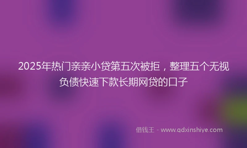 2025年热门亲亲小贷第五次被拒，整理五个无视负债快速下款长期网贷的口子