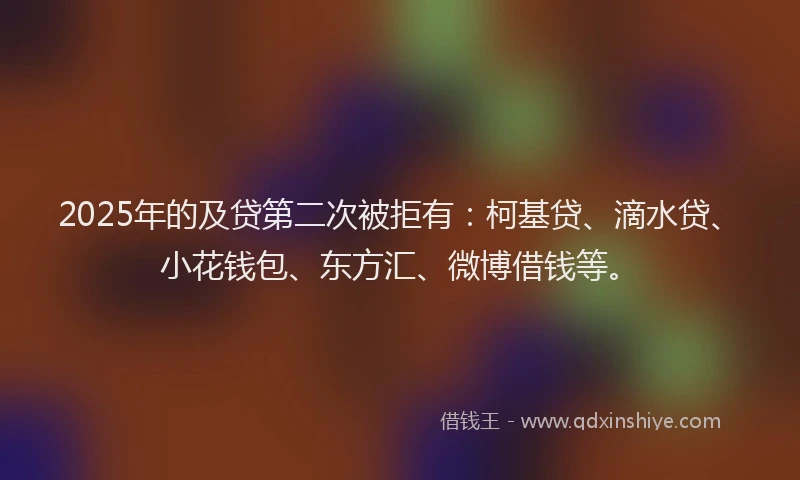 2025年的及贷第二次被拒有：柯基贷、滴水贷、小花钱包、东方汇、微博借钱等。