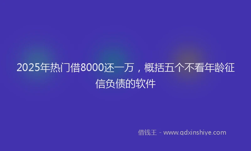 2025年热门借8000还一万，概括五个不看年龄征信负债的软件