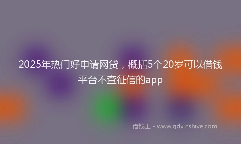 2025年热门好申请网贷，概括5个20岁可以借钱平台不查征信的app