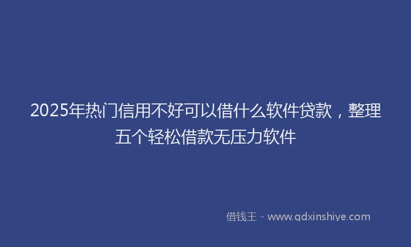 2025年热门信用不好可以借什么软件贷款，整理五个轻松借款无压力软件