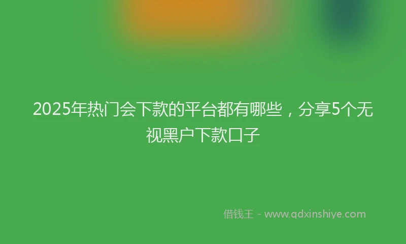 2025年热门会下款的平台都有哪些，分享5个无视黑户下款口子