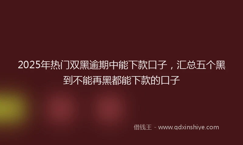 2025年热门双黑逾期中能下款口子，汇总五个黑到不能再黑都能下款的口子