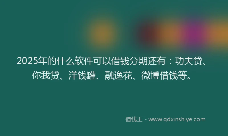 2025年的什么软件可以借钱分期还有：功夫贷、你我贷、洋钱罐、融逸花、微博借钱等。