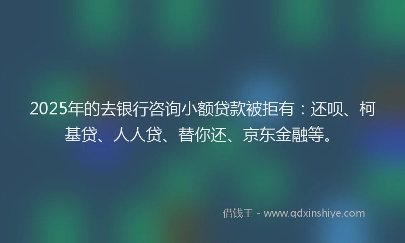 2025年的去银行咨询小额贷款被拒有:还呗、柯基贷、人人贷、替你还、京东金融等。