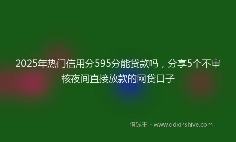 2025年热门信用分595分能贷款吗，分享5个不审核夜间直接放款的网贷口子