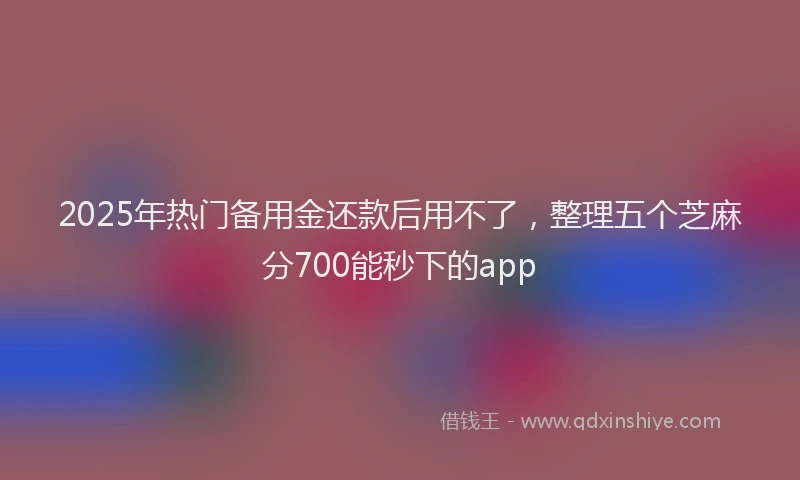 2025年热门备用金还款后用不了，整理五个芝麻分700能秒下的app