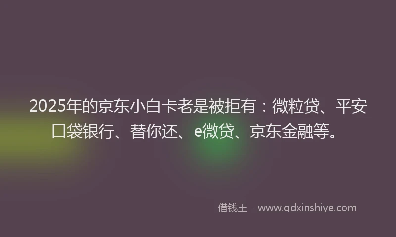 2025年的京东小白卡老是被拒有：微粒贷、平安口袋银行、替你还、e微贷、京东金融等。