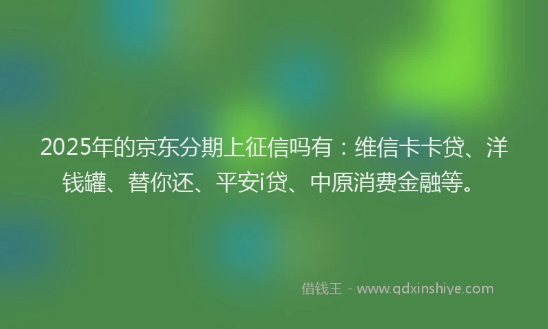 2025年的京东分期上征信吗有：维信卡卡贷、洋钱罐、替你还、平安i贷、中原消费金融等。