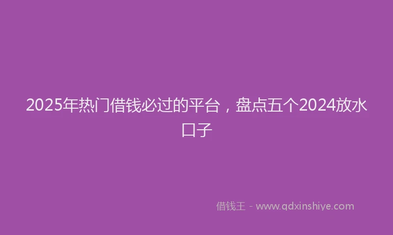 2025年热门借钱必过的平台，盘点五个2024放水口子