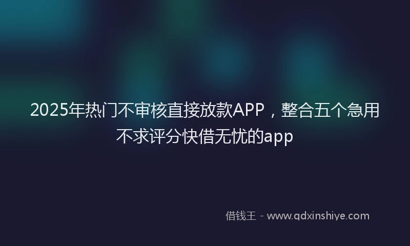 2025年热门不审核直接放款APP，整合五个急用不求评分快借无忧的app