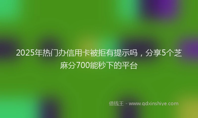 2025年热门办信用卡被拒有提示吗，分享5个芝麻分700能秒下的平台