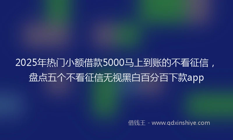 2025年热门小额借款5000马上到账的不看征信，盘点五个不看征信无视黑白百分百下款app