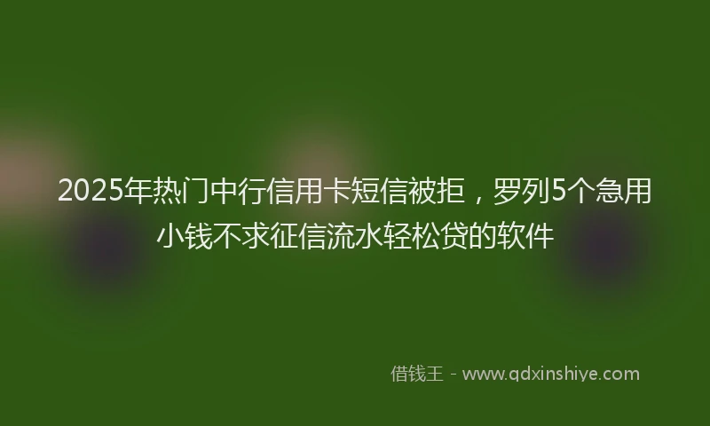 2025年热门中行信用卡短信被拒，罗列5个急用小钱不求征信流水轻松贷的软件