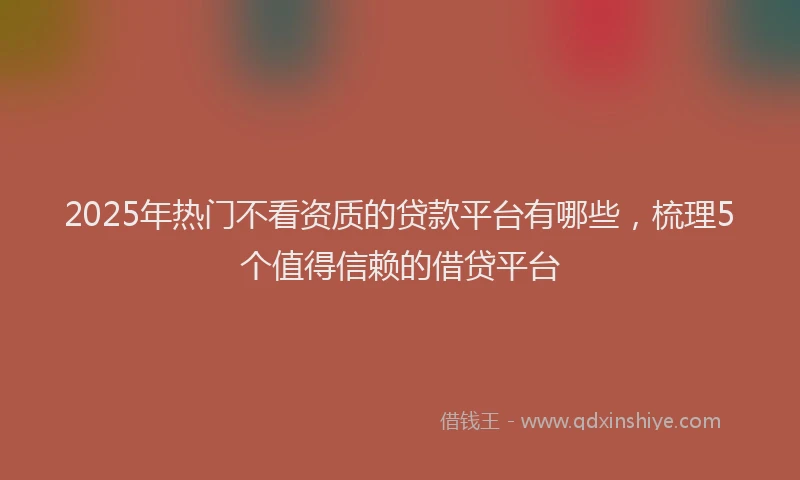 2025年热门不看资质的贷款平台有哪些，梳理5个值得信赖的借贷平台