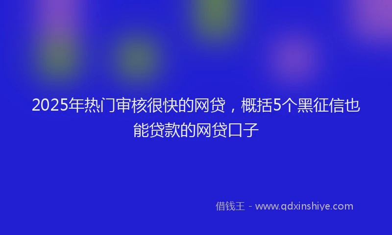 2025年热门审核很快的网贷，概括5个黑征信也能贷款的网贷口子