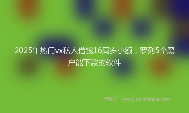 2025年热门vx私人借钱16周岁小额，罗列5个黑户能下款的软件