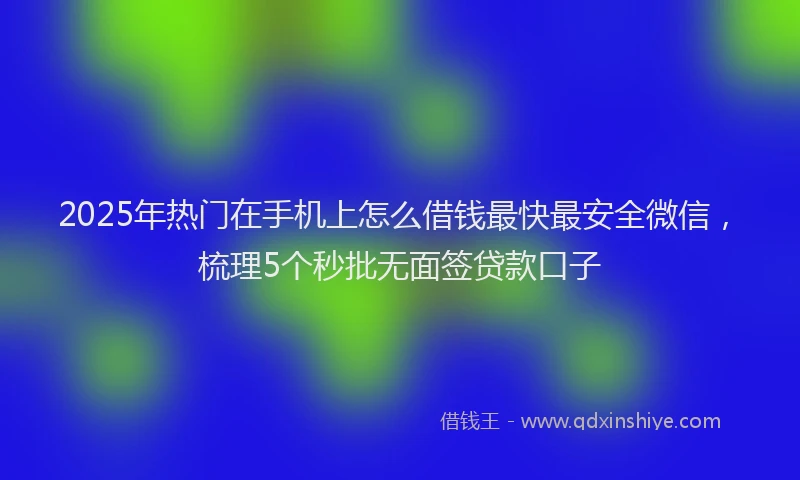 2025年热门在手机上怎么借钱最快最安全微信，梳理5个秒批无面签贷款口子