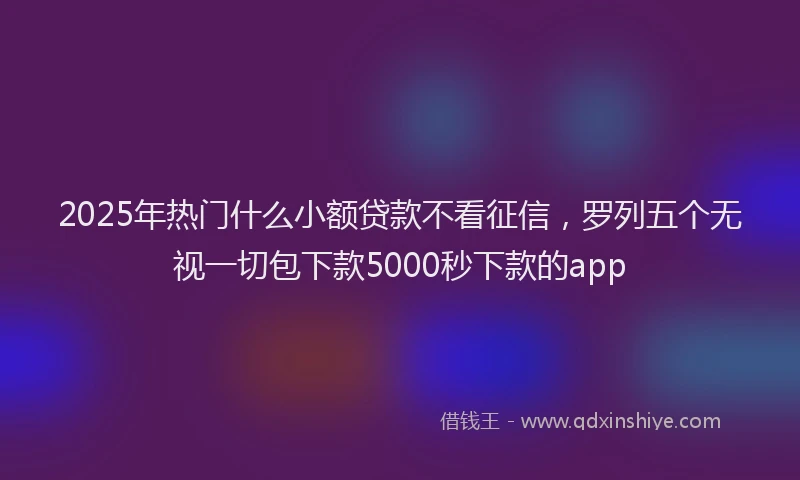 2025年热门什么小额贷款不看征信，罗列五个无视一切包下款5000秒下款的app