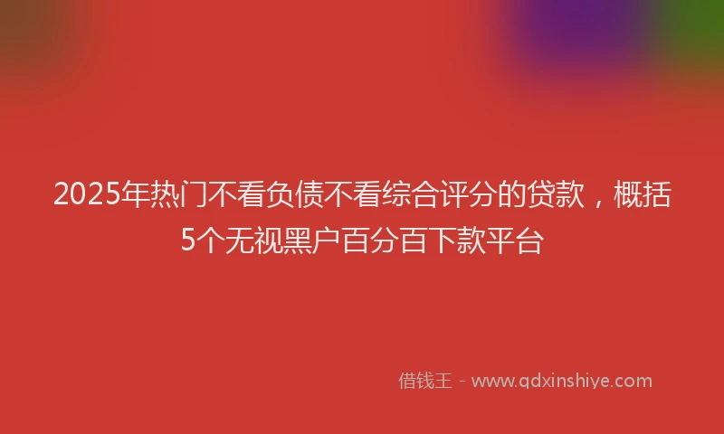 2025年热门不看负债不看综合评分的贷款，概括5个无视黑户百分百下款平台
