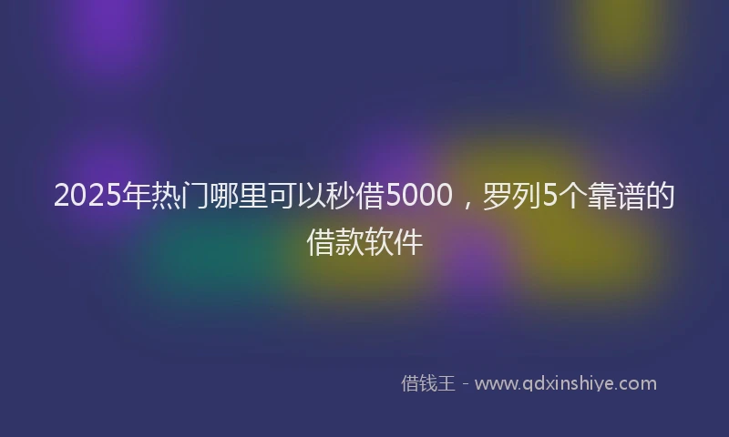 2025年热门哪里可以秒借5000，罗列5个靠谱的借款软件