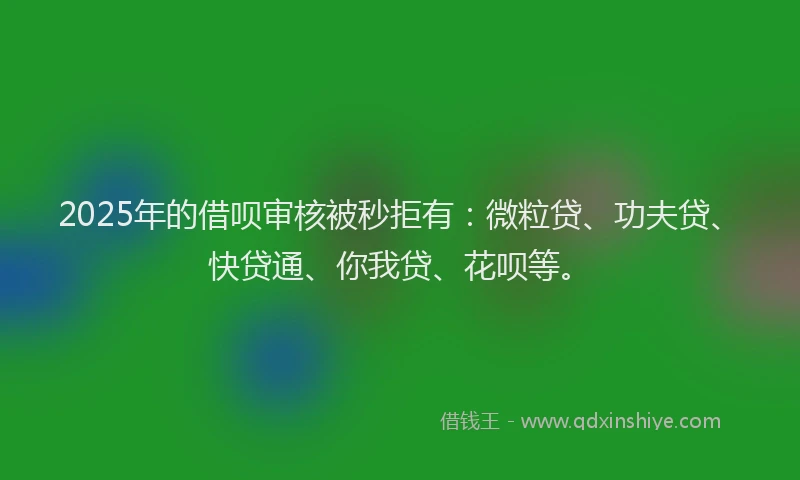 2025年的借呗审核被秒拒有：微粒贷、功夫贷、快贷通、你我贷、花呗等。