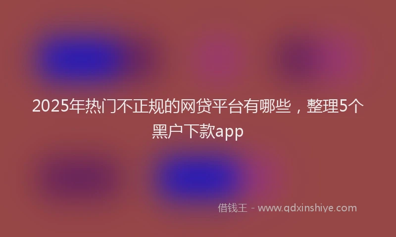 2025年热门不正规的网贷平台有哪些，整理5个黑户下款app