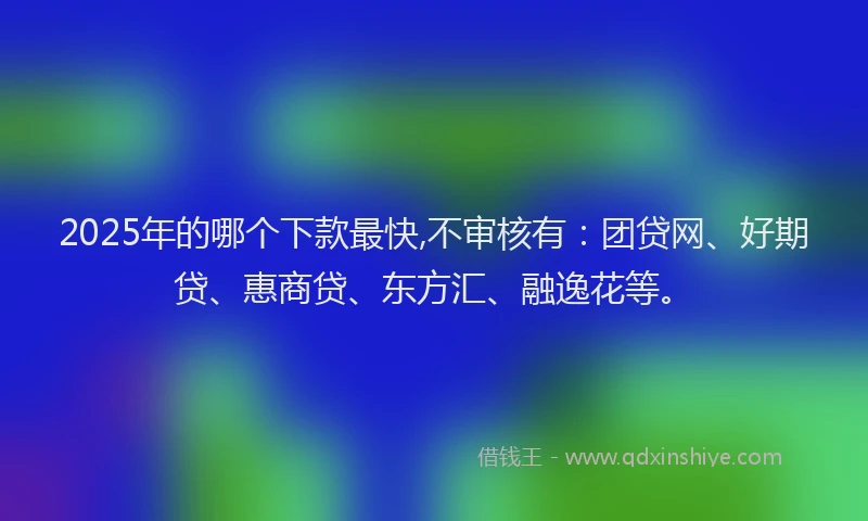 2025年的哪个下款最快,不审核有：团贷网、好期贷、惠商贷、东方汇、融逸花等。