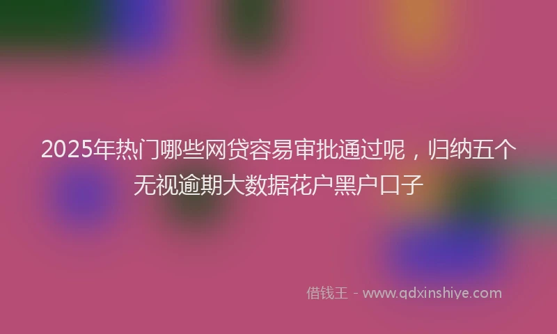 2025年热门哪些网贷容易审批通过呢，归纳五个无视逾期大数据花户黑户口子
