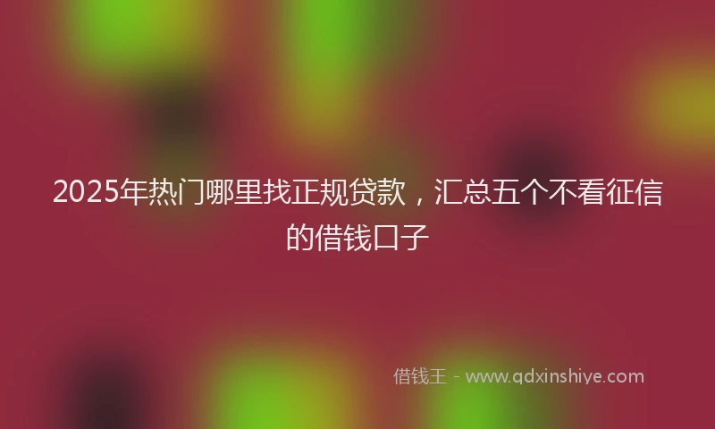 2025年热门哪里找正规贷款，汇总五个不看征信的借钱口子