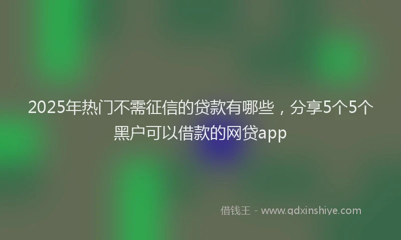 2025年热门不需征信的贷款有哪些，分享5个5个黑户可以借款的网贷app