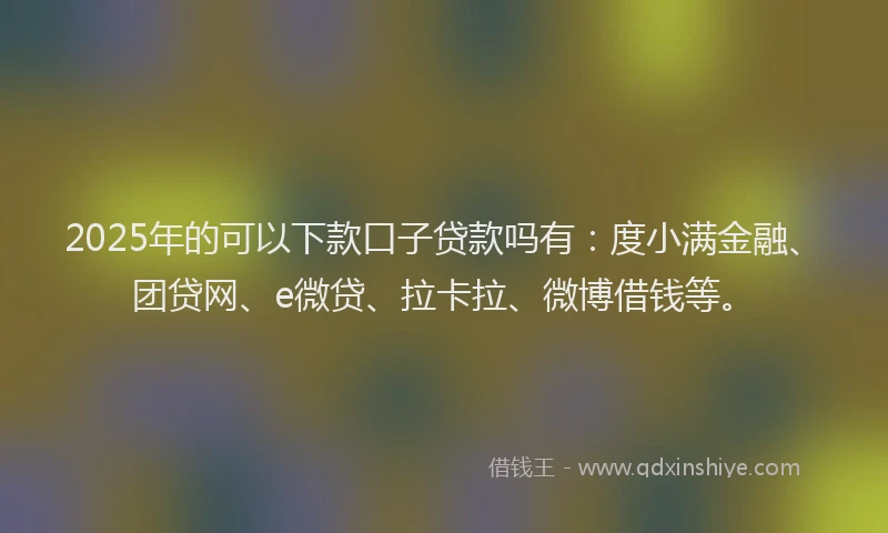 2025年的可以下款口子贷款吗有：度小满金融、团贷网、e微贷、拉卡拉、微博借钱等。
