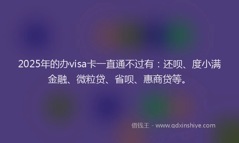 2025年的办visa卡一直通不过有：还呗、度小满金融、微粒贷、省呗、惠商贷等。