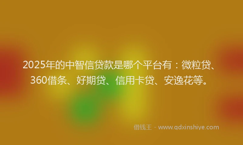 2025年的中智信贷款是哪个平台有：微粒贷、360借条、好期贷、信用卡贷、安逸花等。