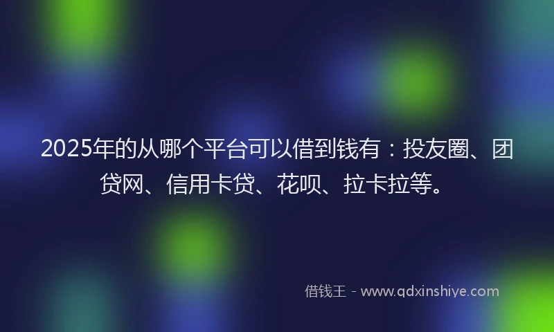 2025年的从哪个平台可以借到钱有：投友圈、团贷网、信用卡贷、花呗、拉卡拉等。