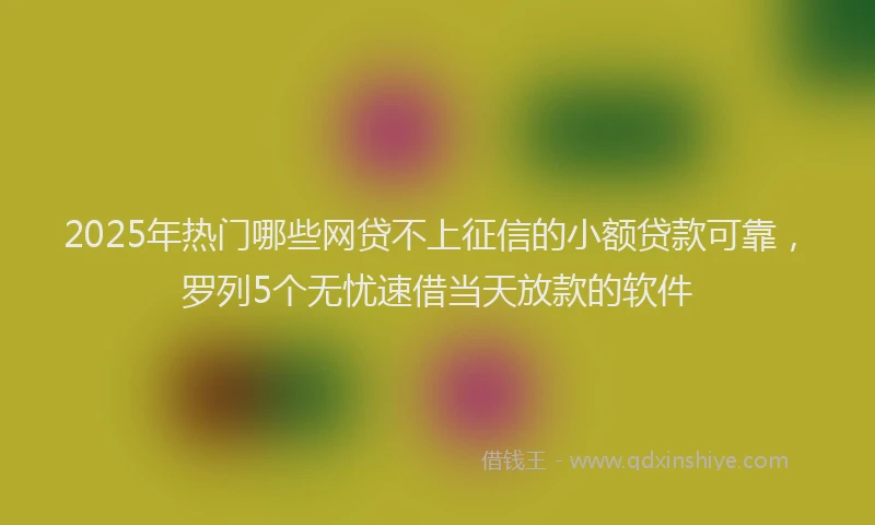 2025年热门哪些网贷不上征信的小额贷款可靠，罗列5个无忧速借当天放款的软件