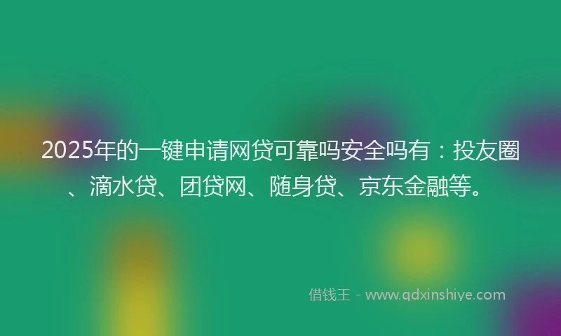 2025年的一键申请网贷可靠吗安全吗有：投友圈、滴水贷、团贷网、随身贷、京东金融等。