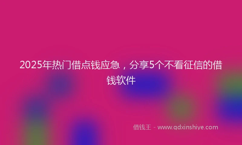 2025年热门借点钱应急，分享5个不看征信的借钱软件