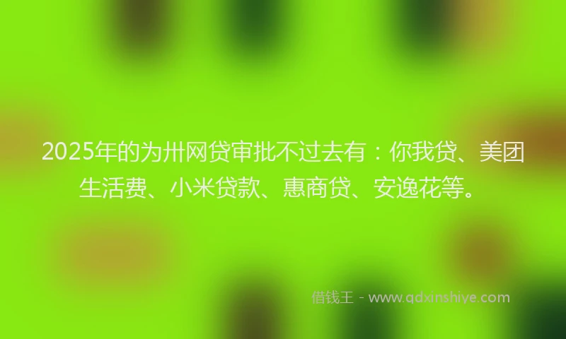 2025年的为卅网贷审批不过去有：你我贷、美团生活费、小米贷款、惠商贷、安逸花等。