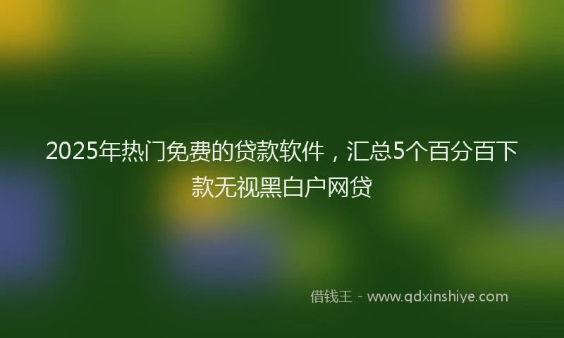 2025年热门免费的贷款软件，汇总5个百分百下款无视黑白户网贷