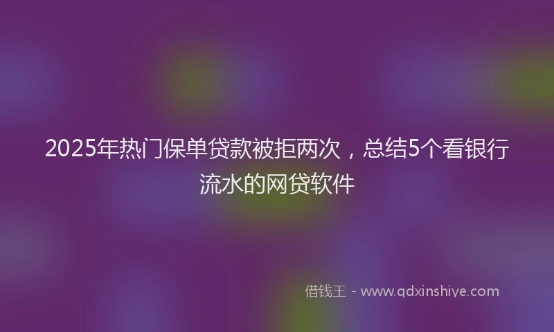 2025年热门保单贷款被拒两次，总结5个看银行流水的网贷软件