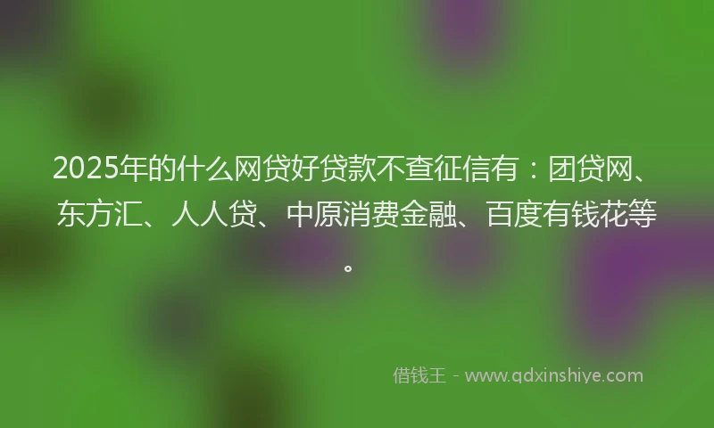 2025年的什么网贷好贷款不查征信有：团贷网、东方汇、人人贷、中原消费金融、百度有钱花等。