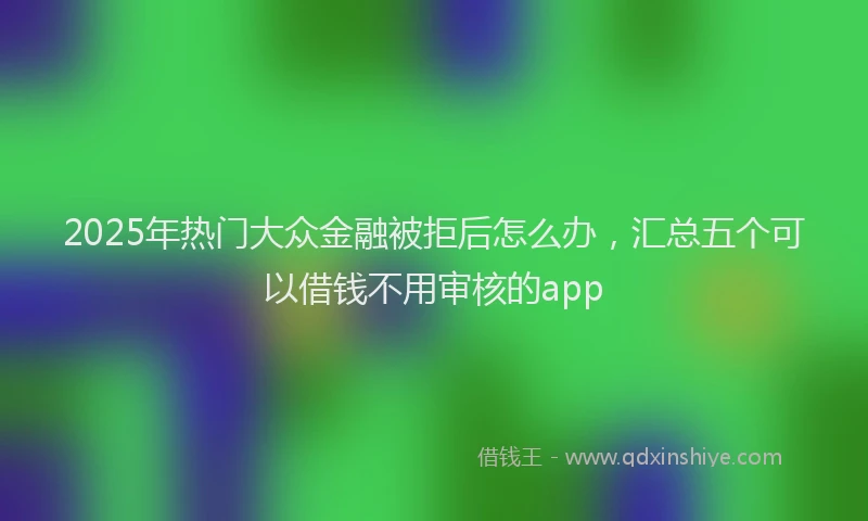 2025年热门大众金融被拒后怎么办，汇总五个可以借钱不用审核的app