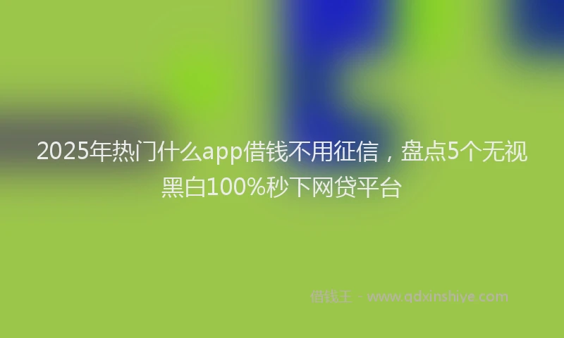 2025年热门什么app借钱不用征信，盘点5个无视黑白100%秒下网贷平台