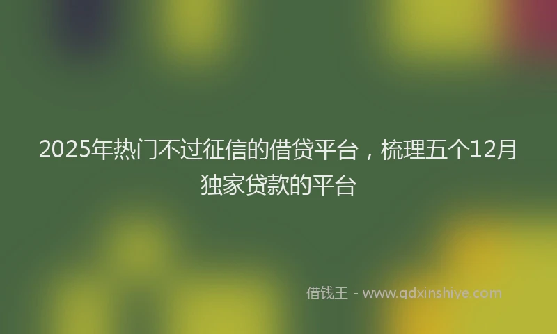 2025年热门不过征信的借贷平台，梳理五个12月独家贷款的平台
