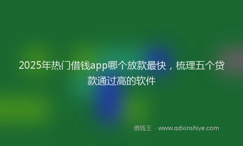 2025年热门借钱app哪个放款最快，梳理五个贷款通过高的软件